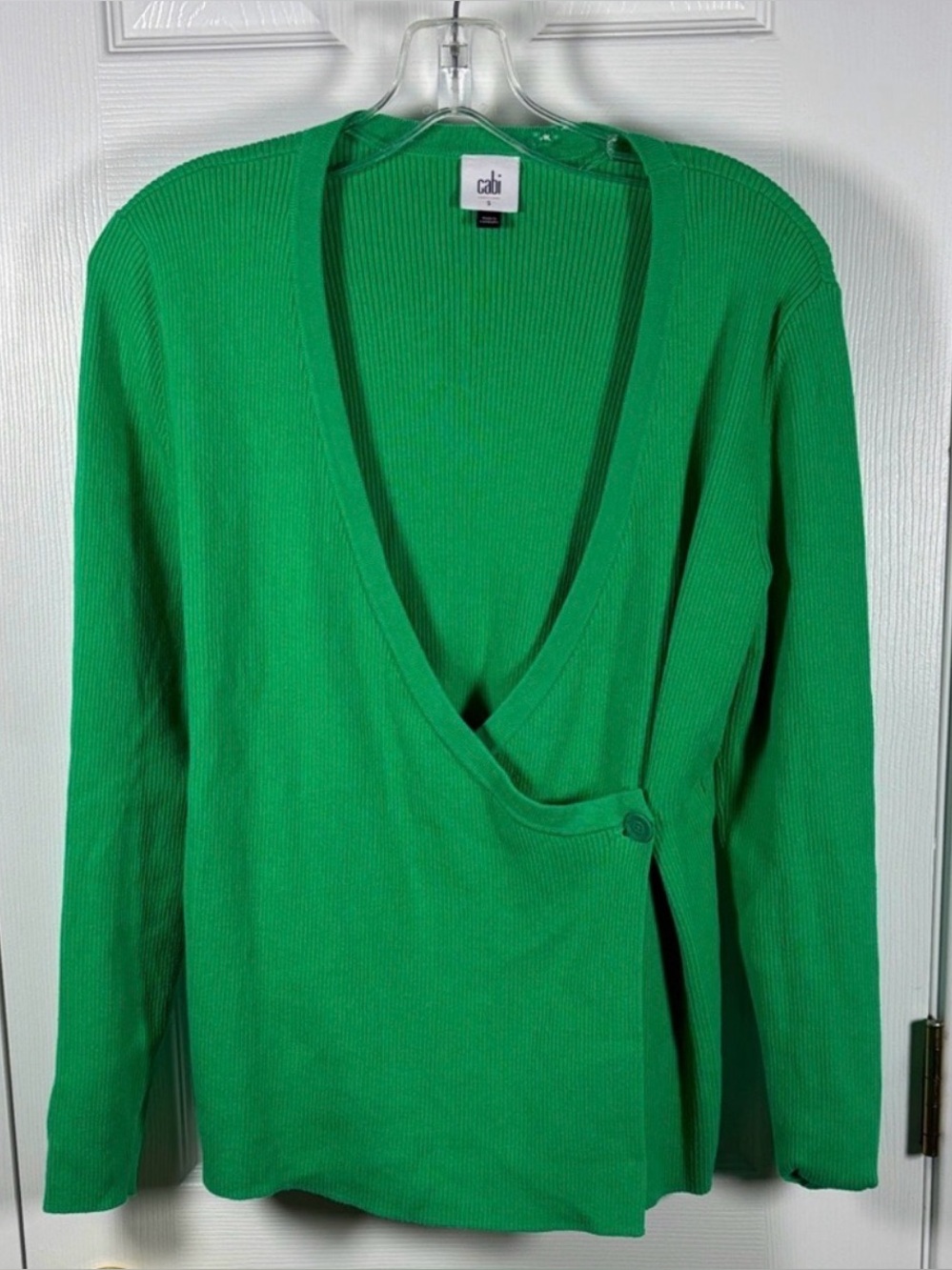 Cabi Ballet Wrap Sweater Cardigan V Neck Kelly Green Long Sleeve Small
